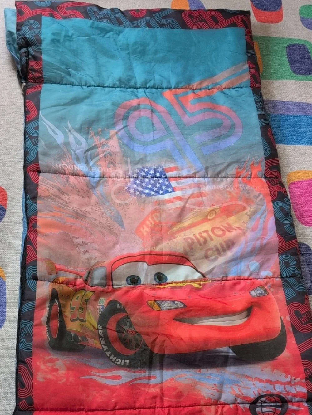 Cars Lightning McQueen Red Blue Toddler Sleeping Bag